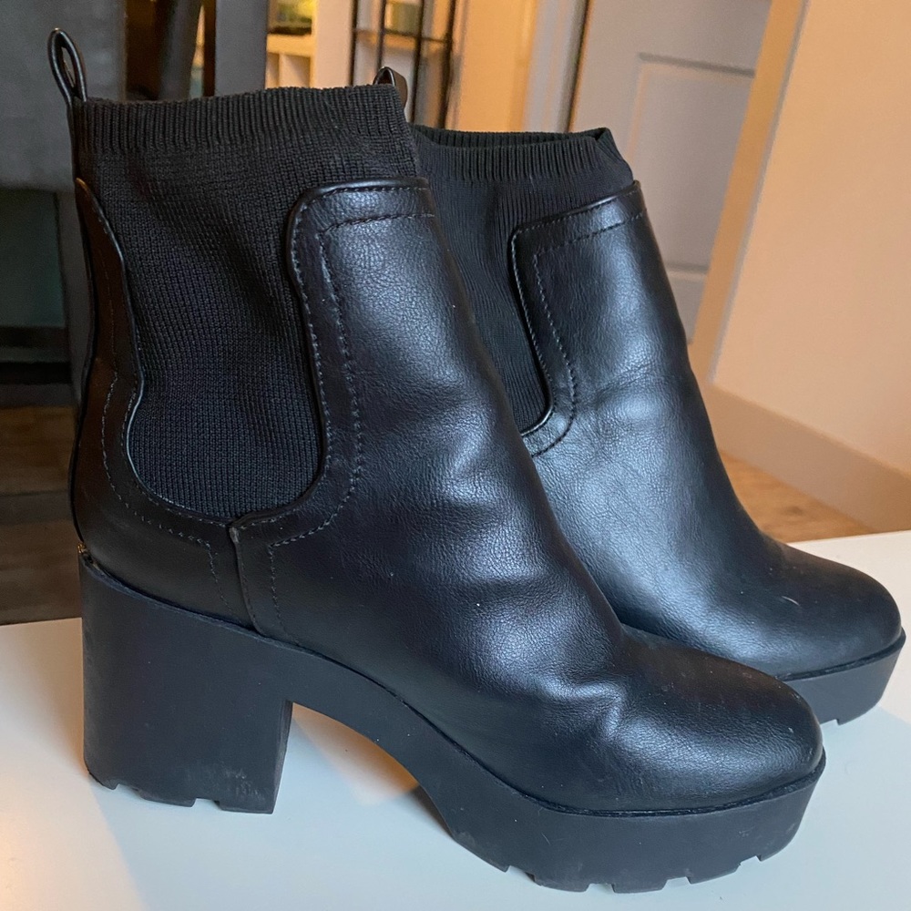 Boutique Sock Platform Boots Black W Size 8.5